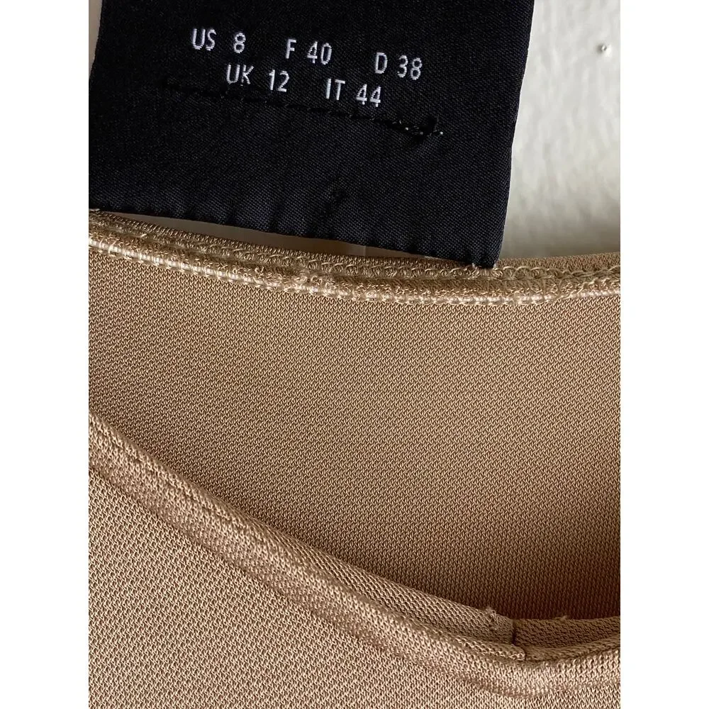 Akris Stretch Knit Midi Slip Dress Beige Size 8 - Picture 9 of 13